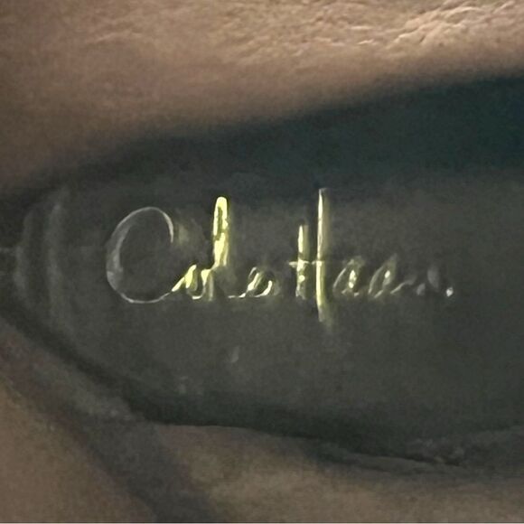 Cole Haan Air Kennedy Buckle Belted Dark Brown Leather Grey Felt Wool Boots 8.5 - Picture 8 of 15